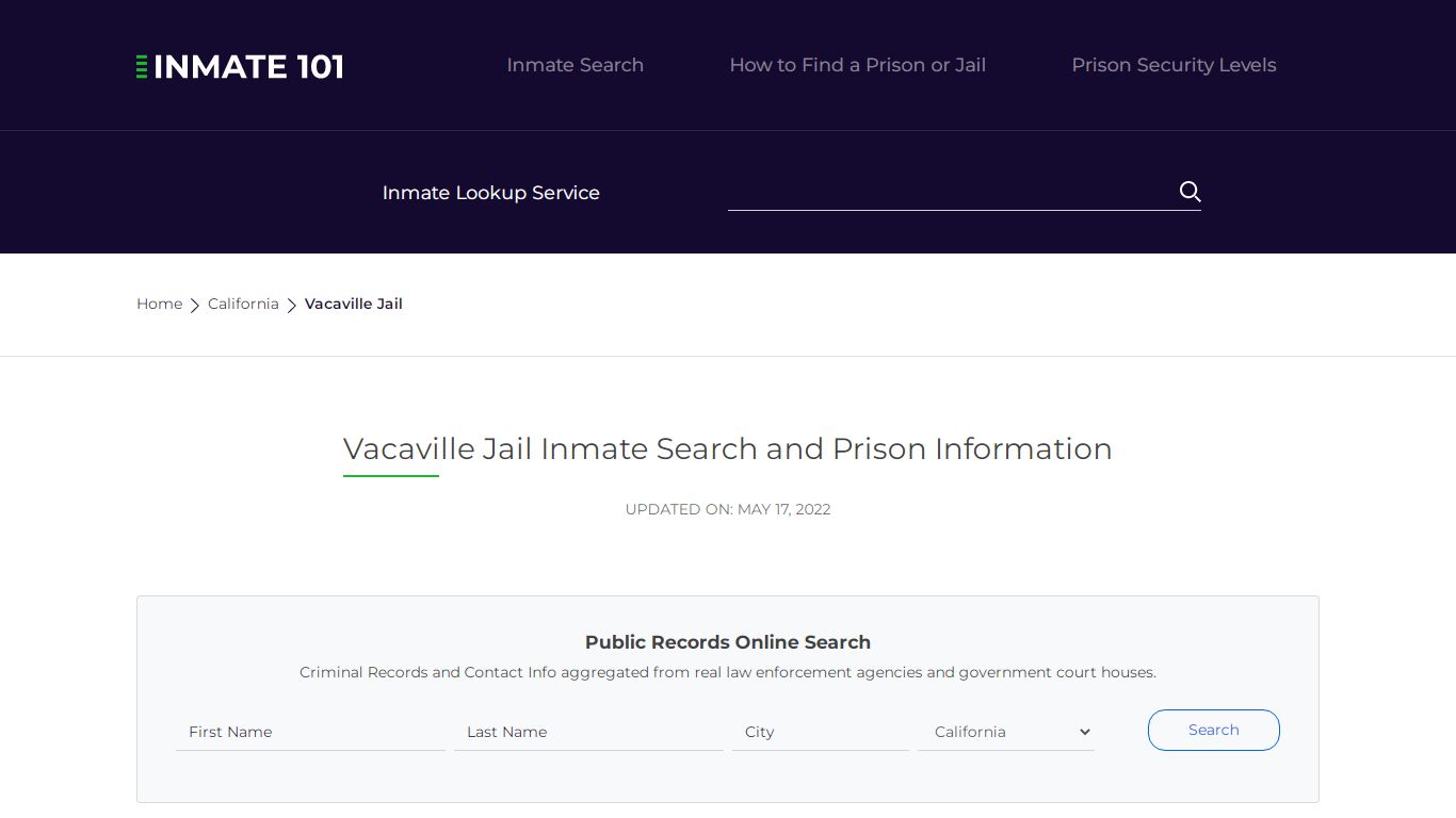 Vacaville Jail Inmate Search, Visitation, Phone no ...
